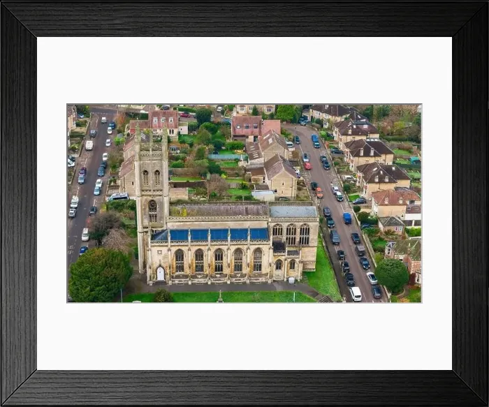 Framed Print : Aerial drone view of St Saviours Church, in Larkhall, Bath UK. (01-12-2023) Framed Print : Aerial drone view of St Saviours Church, in Larkhall, Bath UK. (01-12-2023)