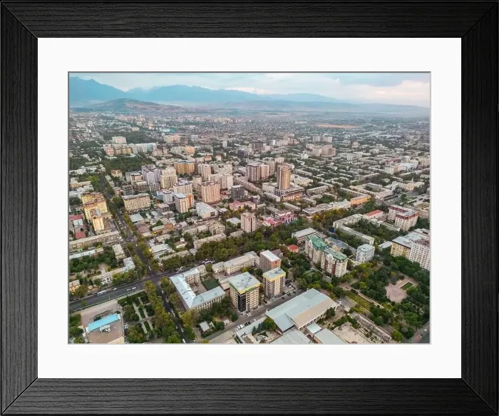 Framed Print : Bishkek, Kyrgyzstan - May 13, 2023: Aerial view of Bishkek city Kyrgyzstan Framed Print : Bishkek, Kyrgyzstan - May 13, 2023: Aerial view of Bishkek city Kyrgyzstan