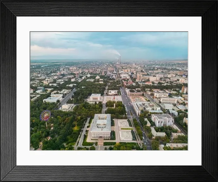 Framed Print : Aerial view of Bishkek city's Ala-Too central square Framed Print : Aerial view of Bishkek city's Ala-Too central square