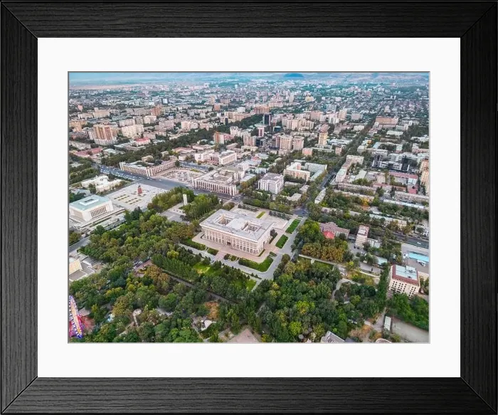 Framed Print : Aerial view of Bishkek city's Ala-Too central square Framed Print : Aerial view of Bishkek city's Ala-Too central square