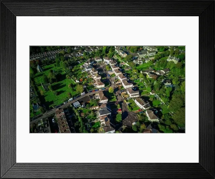 Framed Print : Drone aerial view over Audley Avenue, in the Weston area of Bath UK. (24-10-2023) Framed Print : Drone aerial view over Audley Avenue, in the Weston area of Bath UK. (24-10-2023)