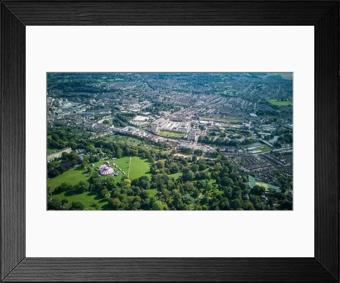 Framed Print : A drone view over Bath, with the Circus setting up in Victoria Park. (03-09-2023) Framed Print : A drone view over Bath, with the Circus setting up in Victoria Park. (03-09-2023)