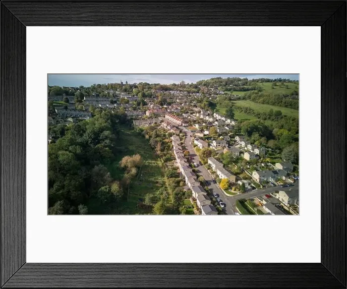 Framed Print : Aerial drone view over Fairfield Avenue, in the Fairfield Park area of Bath UK. (17-10-2023) Framed Print : Aerial drone view over Fairfield Avenue, in the Fairfield Park area of Bath UK. (17-10-2023)