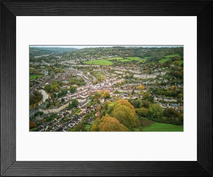 Framed Print : Aerial drone view of Widcombe, as seen from the Alexandra Park lookout point. (29-10-2023)