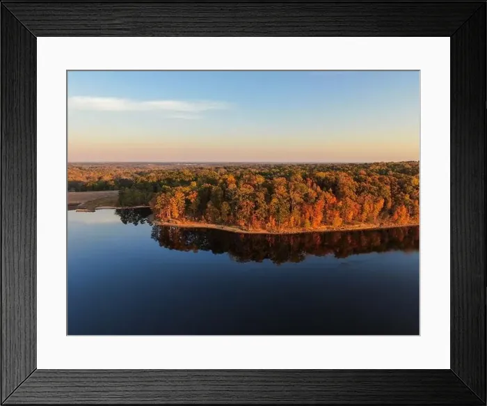 Framed Print : Fall Foliage at Falls Lake, Raleigh NC - Drone Framed Print : Fall Foliage at Falls Lake, Raleigh NC - Drone