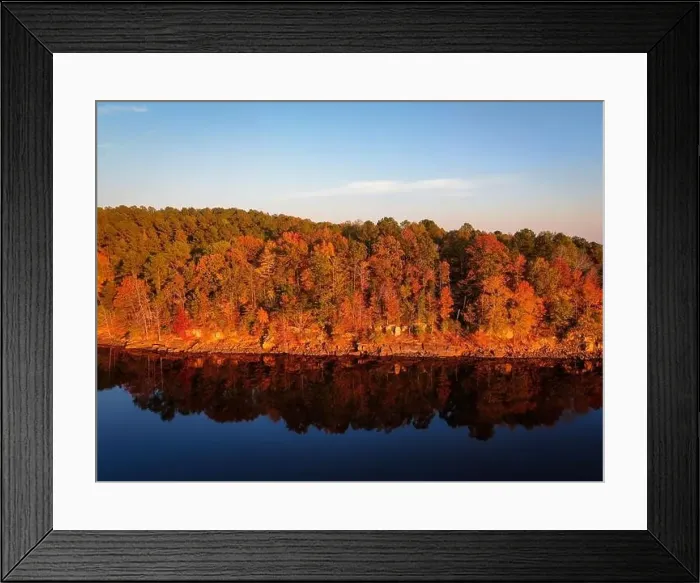 Framed Print : Fall Foliage at Falls Lake, Raleigh NC - Drone Framed Print : Fall Foliage at Falls Lake, Raleigh NC - Drone