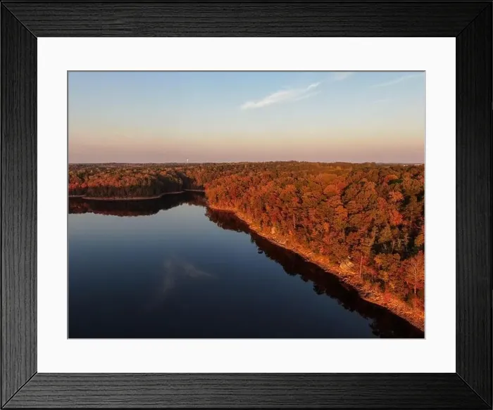 Framed Print : Fall Foliage at Falls Lake, Raleigh NC - Drone Framed Print : Fall Foliage at Falls Lake, Raleigh NC - Drone