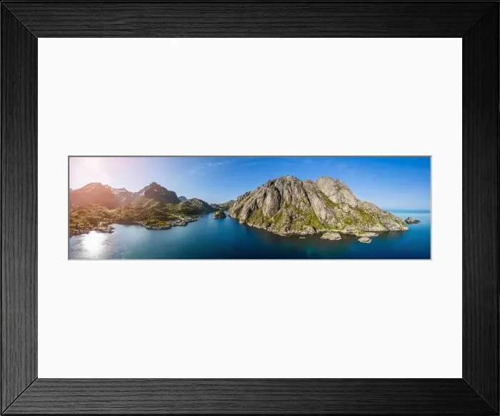 Framed Print : Panoramic drone view of Nusfjord in Lofoten Framed Print : Panoramic drone view of Nusfjord in Lofoten