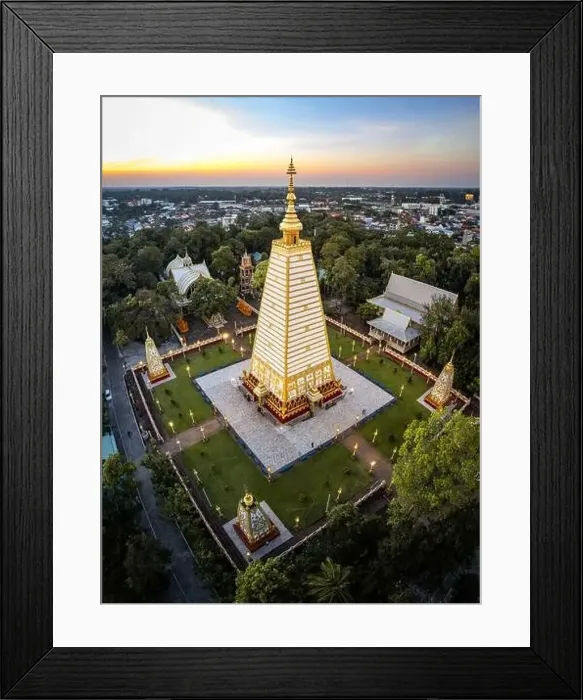 Framed Print : Aerial view of Wat Phra That Nong Bua, in Ubon, Thailand, south east asia Framed Print : Aerial view of Wat Phra That Nong Bua, in Ubon, Thailand, south east asia