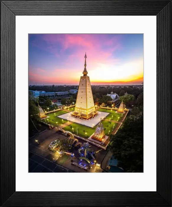 Framed Print : Aerial view of Wat Phra That Nong Bua, in Ubon, Thailand, south east asia Framed Print : Aerial view of Wat Phra That Nong Bua, in Ubon, Thailand, south east asia