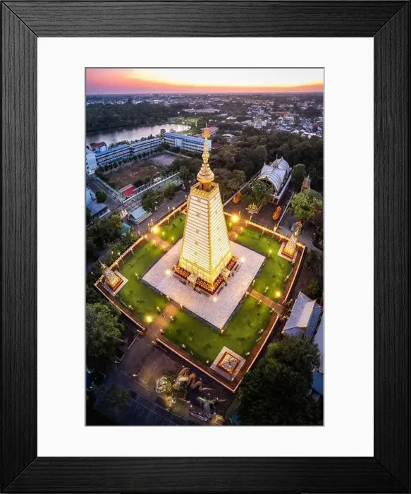 Framed Print : Aerial view of Wat Phra That Nong Bua, in Ubon, Thailand, south east asia Framed Print : Aerial view of Wat Phra That Nong Bua, in Ubon, Thailand, south east asia