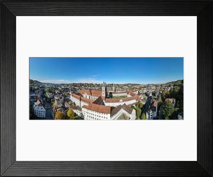 Framed Print : Drone view at the abbey of St Gall on Switzerland Framed Print : Drone view at the abbey of St Gall on Switzerland