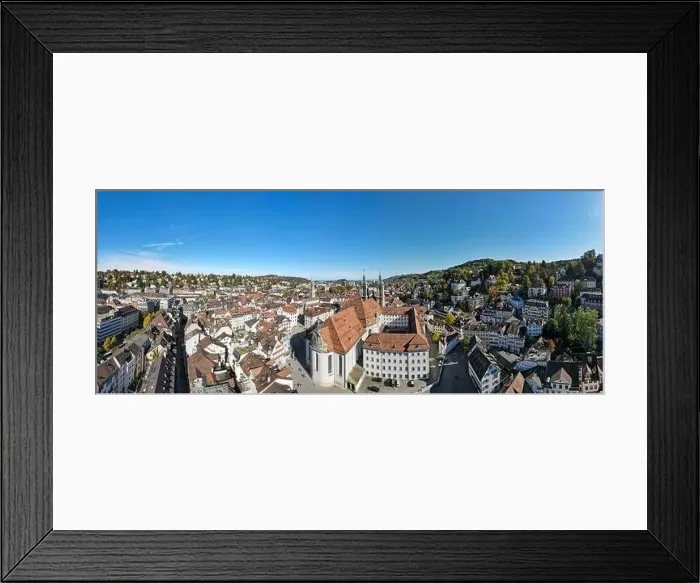 Framed Print : Drone view at the abbey of St Gall on Switzerland Framed Print : Drone view at the abbey of St Gall on Switzerland