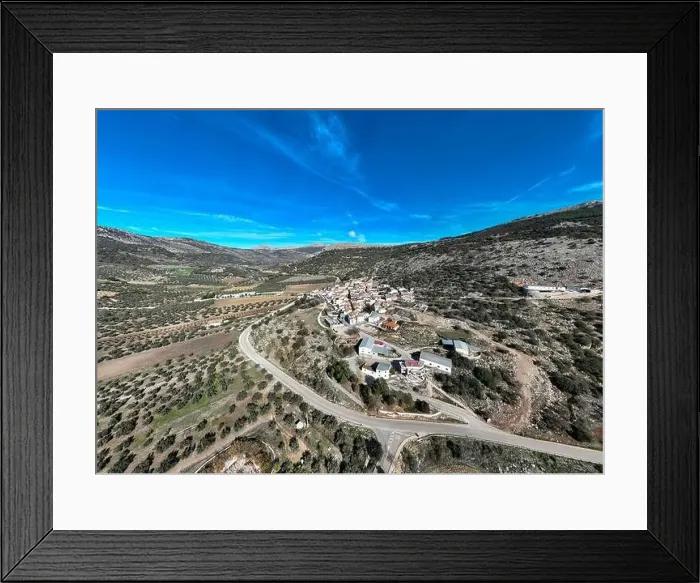 Framed Print : aerial view of the pretty white village of Alfarnatejo in the province of Malaga, Andalusia Framed Print : aerial view of the pretty white village of Alfarnatejo in the province of Malaga, Andalusia