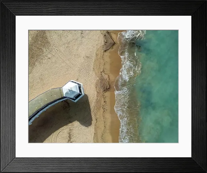 Framed Print : aerial view of the beach of la caleta in the city of Cádiz, Andalusia Framed Print : aerial view of the beach of la caleta in the city of Cádiz, Andalusia