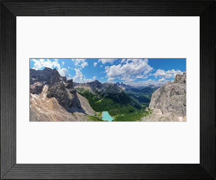 Framed Print : Panorama view of the blue turquoise Lake Sorapis Framed Print : Panorama view of the blue turquoise Lake Sorapis