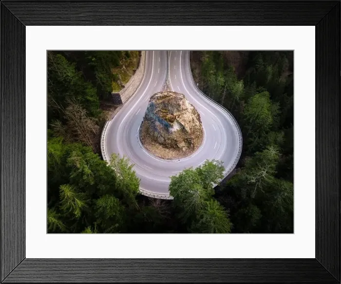 Framed Print : Aerial view on the loop road and forest at the summer time Framed Print : Aerial view on the loop road and forest at the summer time