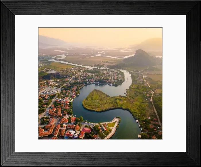Framed Print : Dalyan Lagoon in the Aegean Sea Drone Photo, Ortaca Mugla Turkey. High quality photo Framed Print : Dalyan Lagoon in the Aegean Sea Drone Photo, Ortaca Mugla Turkey. High quality photo