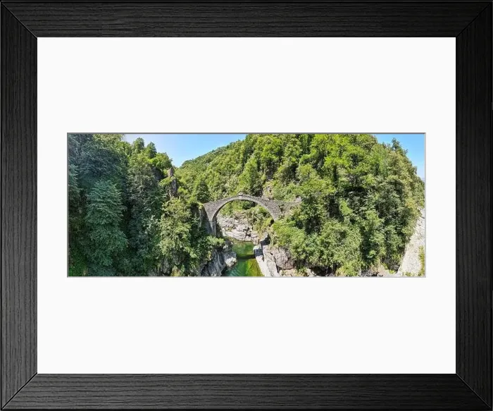 Framed Print : Drone view at the roman bridge of Intragna on the italian part of Switzerland Framed Print : Drone view at the roman bridge of Intragna on the italian part of Switzerland