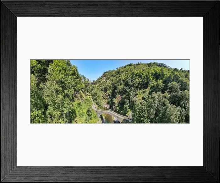 Framed Print : Drone view at the roman bridge of Intragna on the italian part of Switzerland Framed Print : Drone view at the roman bridge of Intragna on the italian part of Switzerland