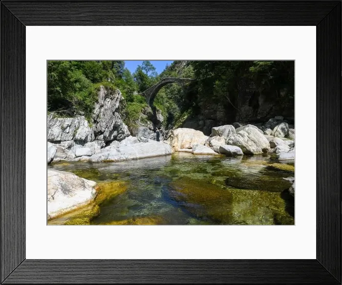 Framed Print : View at the roman bridge of Intragna on the italian part of Switzerland Framed Print : View at the roman bridge of Intragna on the italian part of Switzerland
