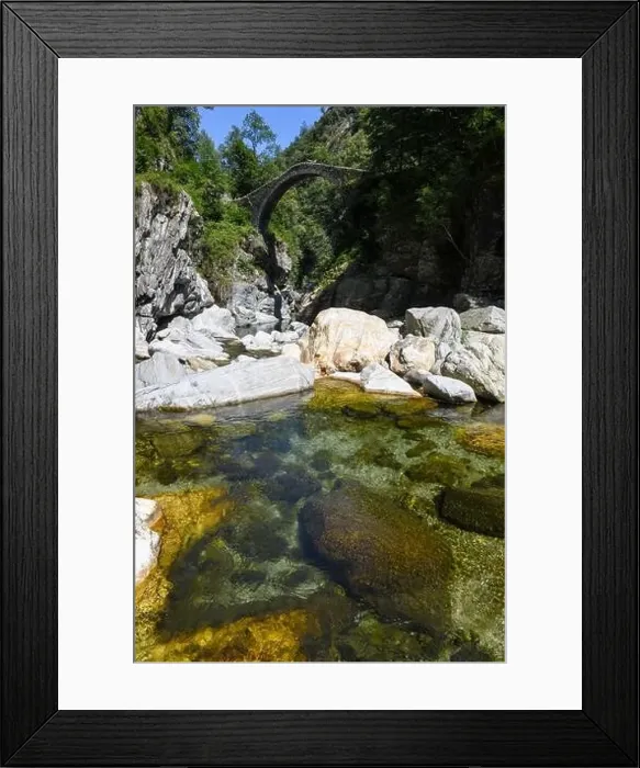 Framed Print : View at the roman bridge of Intragna on the italian part of Switzerland Framed Print : View at the roman bridge of Intragna on the italian part of Switzerland