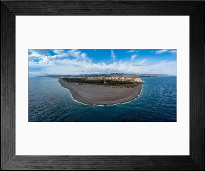 Framed Print : A drone landscape view of Punta Alice beach and lighthouse in Calabria Framed Print : A drone landscape view of Punta Alice beach and lighthouse in Calabria