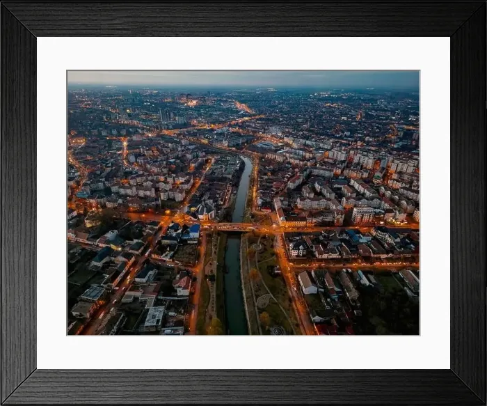 Framed Print : Aerial view of Bega River shores in the European Capital of Culture in 2023