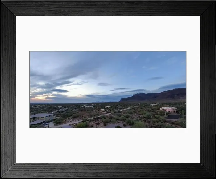 Framed Print : various drone images of the superstition mountains in gold canyon Arizona taken at different times of the day Framed Print : various drone images of the superstition mountains in gold canyon Arizona taken at different times of the day