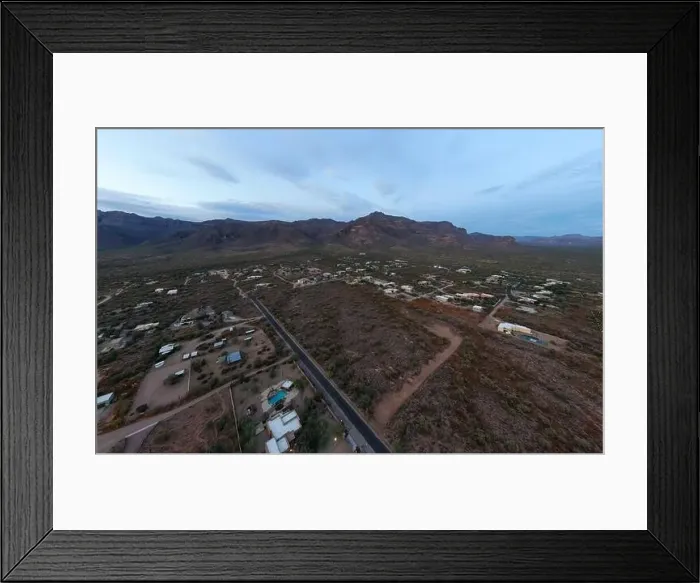 Framed Print : various drone images of the superstition mountains in gold canyon Arizona taken at different times of the day Framed Print : various drone images of the superstition mountains in gold canyon Arizona taken at different times of the day