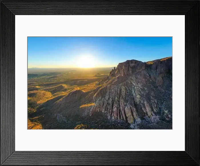 Framed Print : various drone images of the superstition mountains in gold canyon Arizona taken at different times of the day Framed Print : various drone images of the superstition mountains in gold canyon Arizona taken at different times of the day