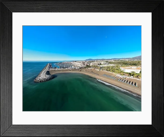 Framed Print : aerial view of the beautiful beach of Puerto Banus in Marbella, Andalusia Framed Print : aerial view of the beautiful beach of Puerto Banus in Marbella, Andalusia