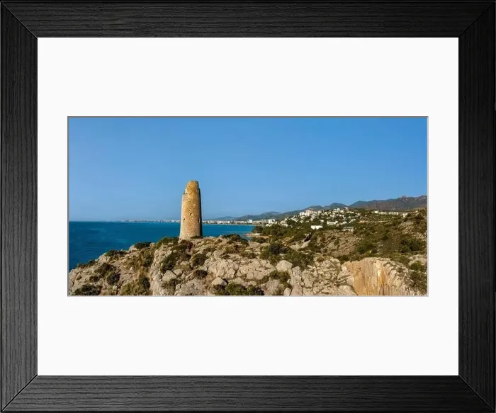 Framed Print : Panoramic View of Torre Colomera and the Mediterranean Sea in Oropesa del Mar, Spain Framed Print : Panoramic View of Torre Colomera and the Mediterranean Sea in Oropesa del Mar, Spain