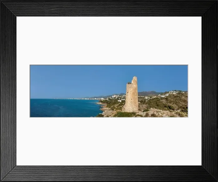 Framed Print : Panoramic View of Torre Colomera and the Mediterranean Sea in Oropesa del Mar, Spain Framed Print : Panoramic View of Torre Colomera and the Mediterranean Sea in Oropesa del Mar, Spain