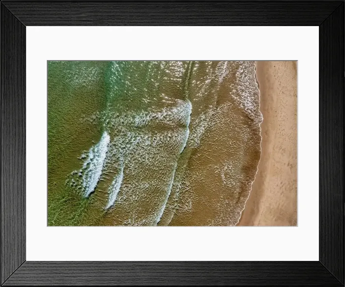Framed Print : A Soothing Sight: Above View of Waves Crashing on a Beach Framed Print : A Soothing Sight: Above View of Waves Crashing on a Beach