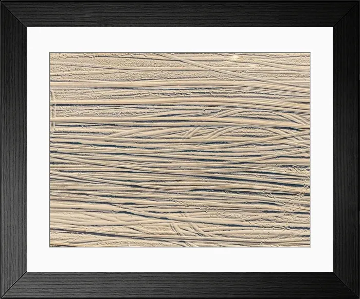 Framed Print : detailed aerial view of tire tracks on a beach Framed Print : detailed aerial view of tire tracks on a beach