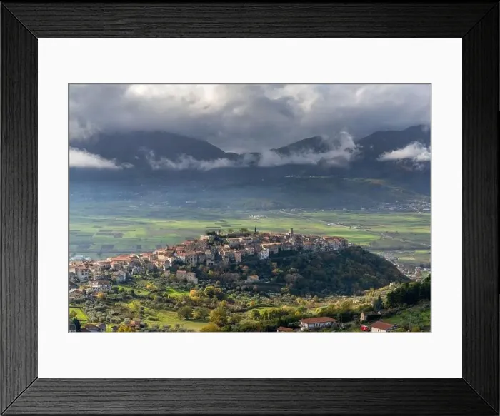 Framed Print : A view of the Vallo di Diano with the town of Atena Lucana in the foreground Framed Print : A view of the Vallo di Diano with the town of Atena Lucana in the foreground