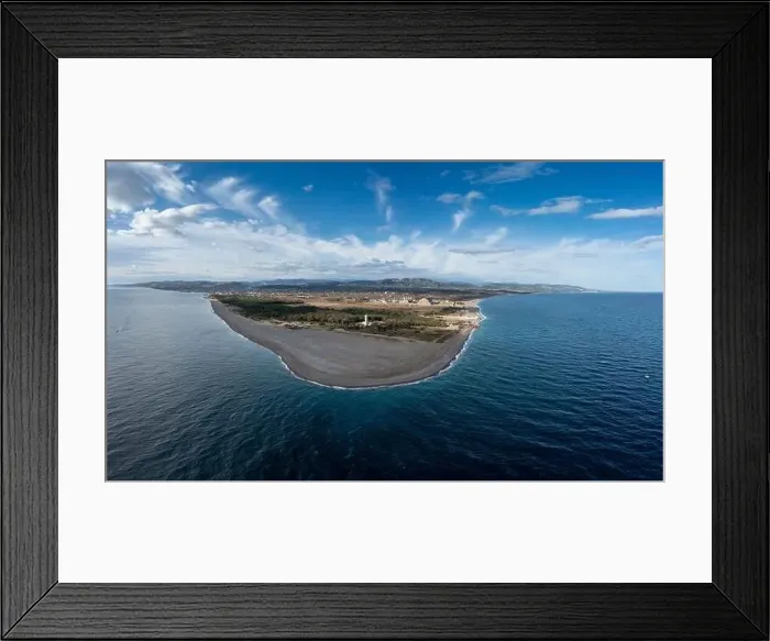 Framed Print : A panorama drone landscape view of Punta Alice beach and lighthouse in Calabria Framed Print : A panorama drone landscape view of Punta Alice beach and lighthouse in Calabria