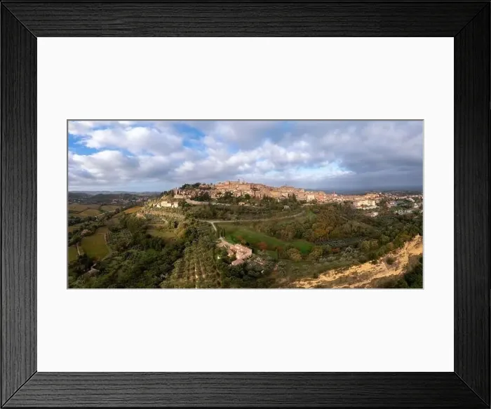 Framed Print : A drone view of the Tuscan hilltop village and wine capital of Montepulciano Framed Print : A drone view of the Tuscan hilltop village and wine capital of Montepulciano