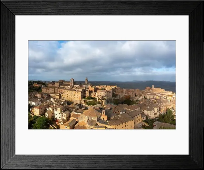 Framed Print : A drone view of the Tuscan hilltop village and wine capital of Montepulciano Framed Print : A drone view of the Tuscan hilltop village and wine capital of Montepulciano