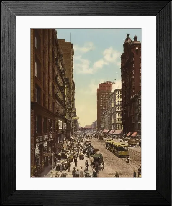 Framed Print : State Street, north from Madison, Chicago, Illinois 1900 Framed Print : State Street, north from Madison, Chicago, Illinois 1900