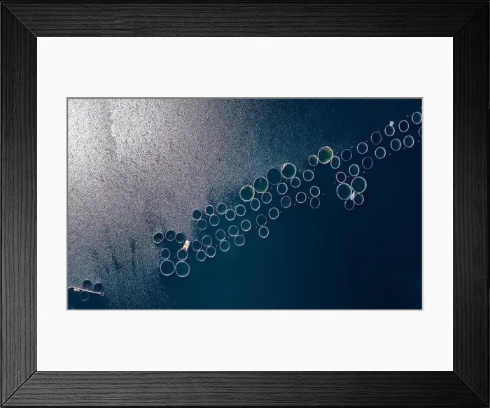 Framed Print : Top view from drone of two rapids of a mountain river. Nature background Framed Print : Top view from drone of two rapids of a mountain river. Nature background