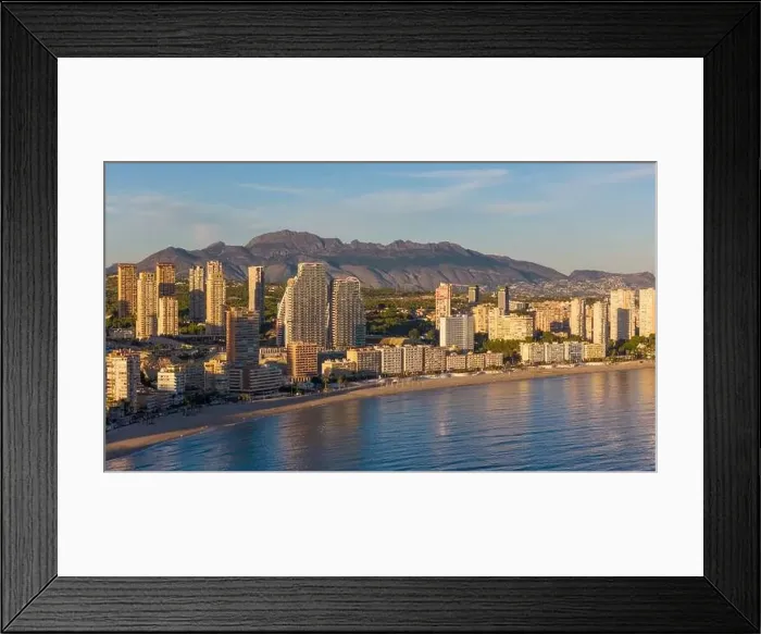 Framed Print : Aerial drone view of the skyline of Benidorm. Benidorm is a coastal city in the Costa Blanca, Spain Framed Print : Aerial drone view of the skyline of Benidorm. Benidorm is a coastal city in the Costa Blanca, Spain