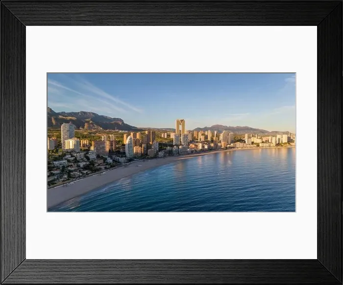 Framed Print : Aerial drone view of the skyline of Benidorm. Benidorm is a coastal city in the Costa Blanca, Spain Framed Print : Aerial drone view of the skyline of Benidorm. Benidorm is a coastal city in the Costa Blanca, Spain