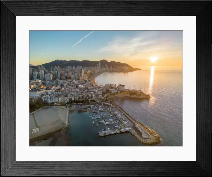 Framed Print : Aerial drone photo of the old city centre in Benidorm. Benidorm is a coastal town in the Costa Blanca, Spain Framed Print : Aerial drone photo of the old city centre in Benidorm. Benidorm is a coastal town in the Costa Blanca, Spain