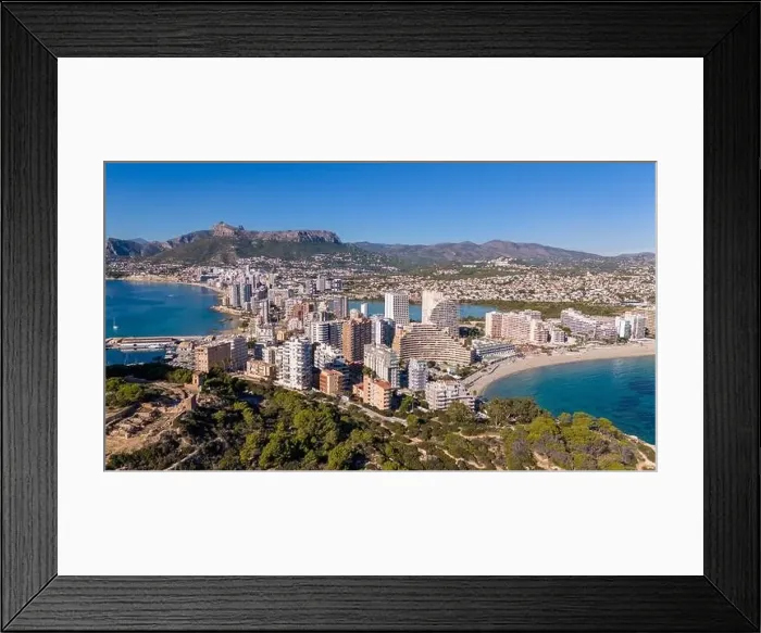 Framed Print : Aerial drone photo of the Spanish coastal town named Calpe in the Costa Blanca Framed Print : Aerial drone photo of the Spanish coastal town named Calpe in the Costa Blanca