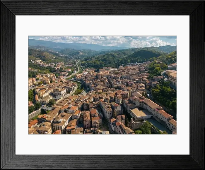Framed Print : Aerial drone photo of the Italian city named Cosenza. Cosenza is located in the region of Calabria Framed Print : Aerial drone photo of the Italian city named Cosenza. Cosenza is located in the region of Calabria