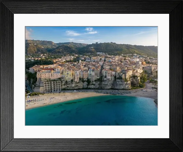 Framed Print : Aerial drone photo of the coastal town named Tropea Framed Print : Aerial drone photo of the coastal town named Tropea