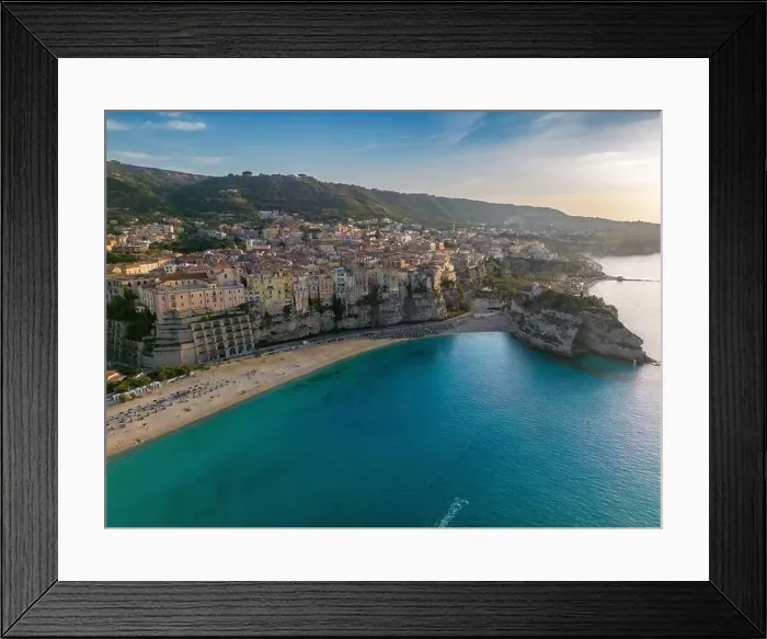 Framed Print : Aerial drone photo of the coastal town named Tropea Framed Print : Aerial drone photo of the coastal town named Tropea