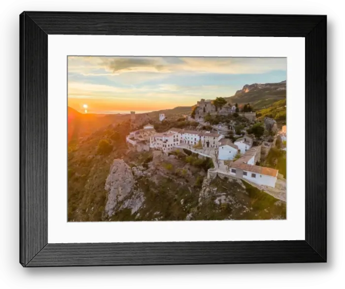Framed Print : Aerial drone photo of the Spanish mountain town named El Castell de Guadalest Framed Print : Aerial drone photo of the Spanish mountain town named El Castell de Guadalest